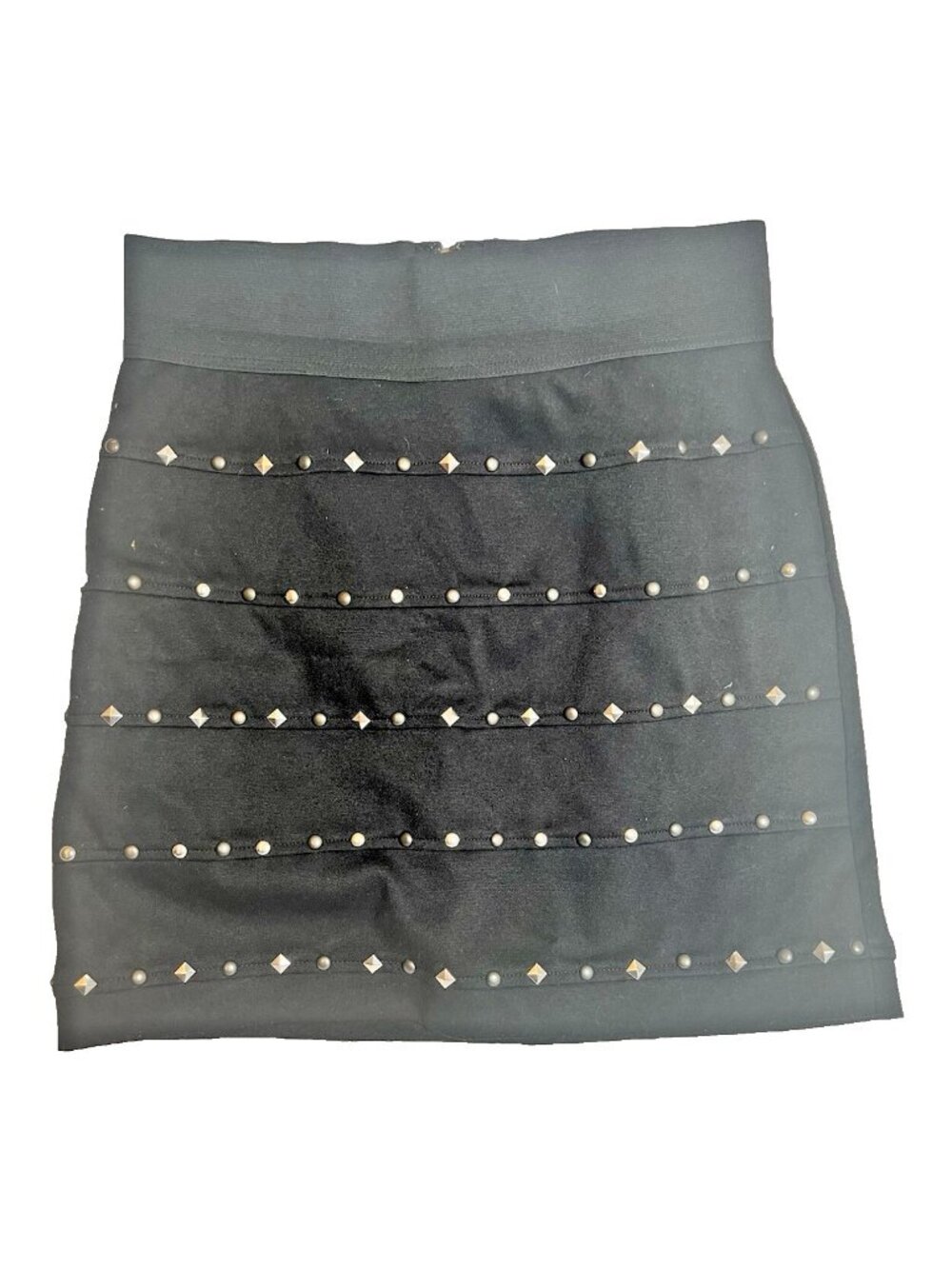 Allen B. embellished black Stretchy Skirt  back zip Medium Y2K Goth 90s.    Q